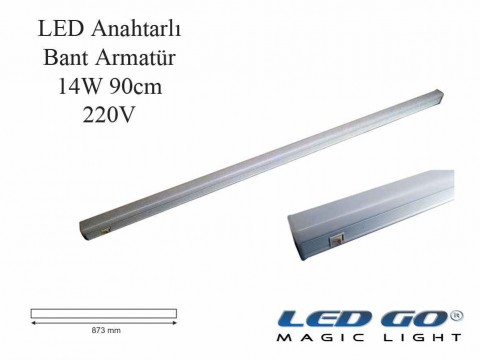 14W,90CM,ANAHTARLI LEDLI BANT ARMATÜR 220V,SIVA ÜSTÜ