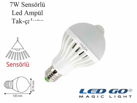 SENSÖRLÜ LED AMPUL,7W,220V.E27 DUYLU