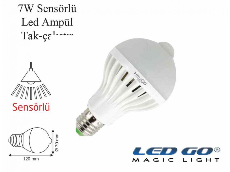 SENSÖRLÜ LED AMPUL,7W,220V.E27 DUYLU