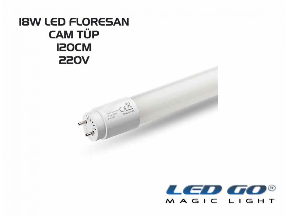 CAM TÜP LED FLORESAN 18W T8 1200MM 220V (30'lu PAKET OLARAK SATILIR)