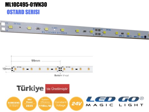 ML10C495-01VN30 | 2835 LEDBAR-50CM-60LED/M-24VDC CEM1 PCB 10mm OSRAM/SAMSUNG LED