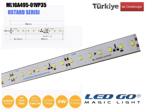 ML16A495-01VP35 | 2835 LEDBAR-50CM-70LED/M-24VDC CEM1 PCB 16mm OSRAM/SAMSUNG LED