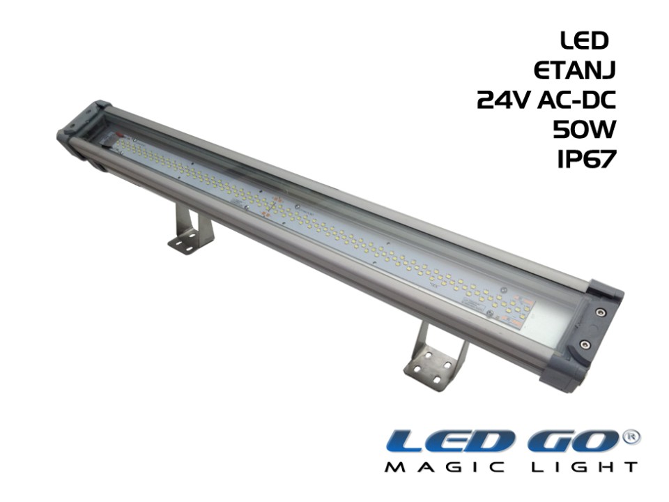 LET-50A-24V | 50W,24V AC-DC,TEMPERLİ CAMLI LED ETANJ ARMATÜR,IP67