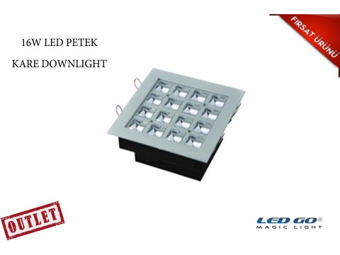 16W KARE PETEK LED DOWNLIGHT-SIVA ALTI-220V