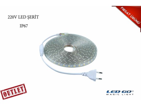 220V AMBER ŞERİT LED-TAM SİLİKONLU-7METRE