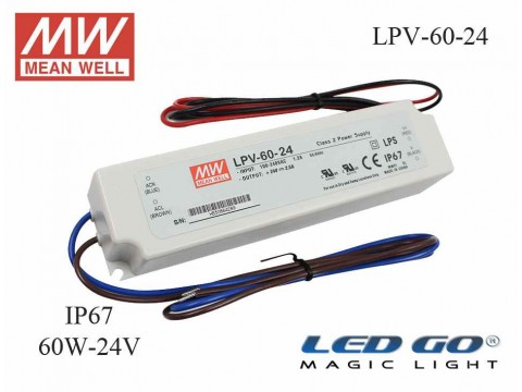 LPV-60-24 | Meanwell Sabit Voltaj LED Sürücü 24V 60W 2.5A