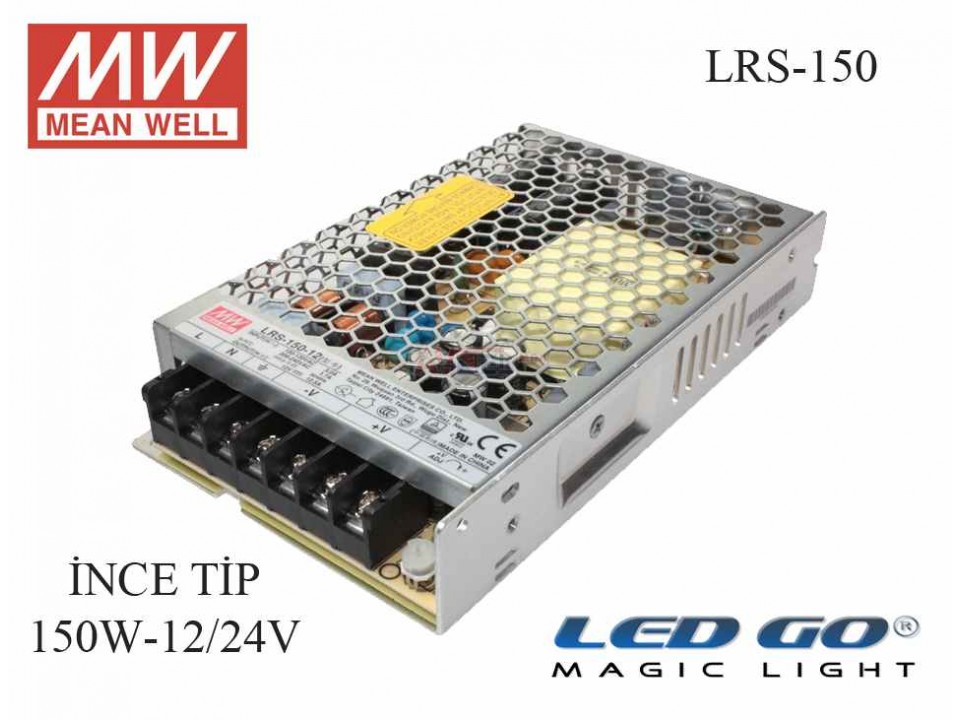 MEAN WELL LRS-150-24, 150W, 24 V, 6,5 A, SABİT VOLTAJ,İNCE TİP