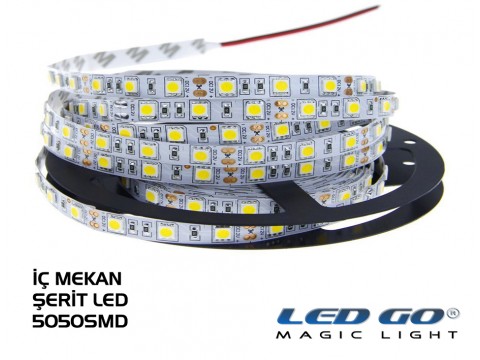 Şerit LED 5050 60Led İç Mekan 12V DC (5m-Paket)