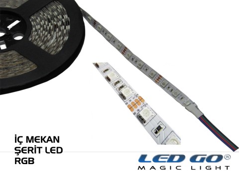 RGB Şerit LED 5050 60Led İç Mekan 12V DC 