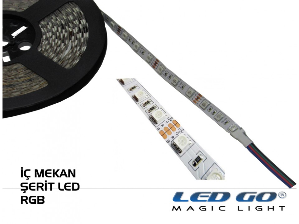 RGB Şerit LED 5050 60Led İç Mekan 12V DC 