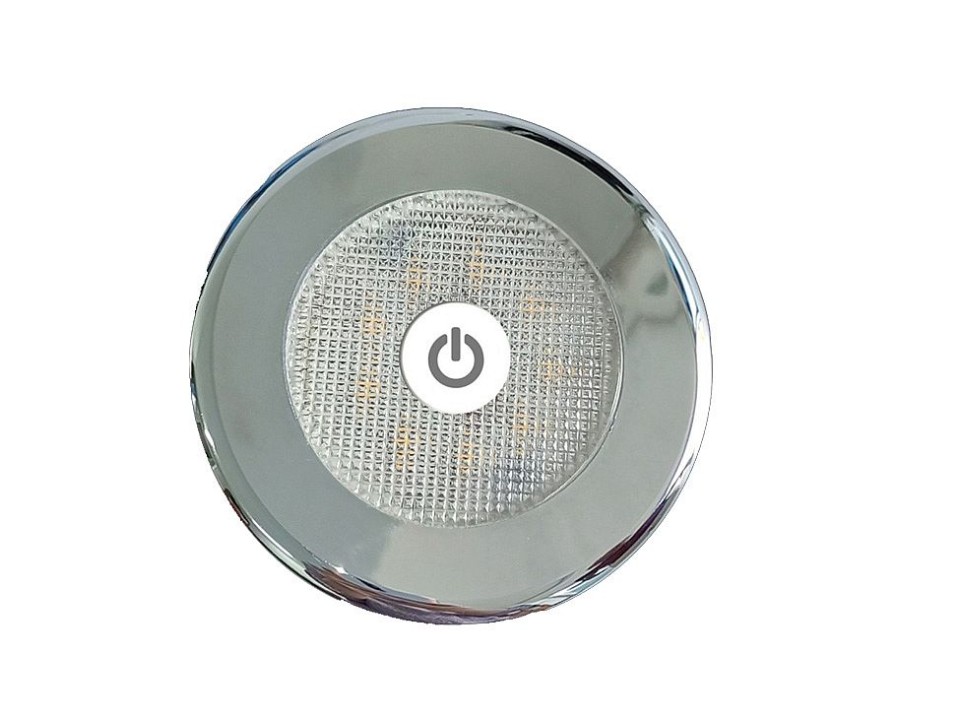 3W Ankastre LED Spotlar,10-30V DC ,On-Off (Beyaz-Krom-Ahşap Kaplama-Krom Metal Çerçeve)